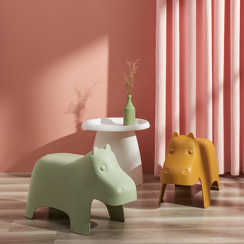 创意河马小矮凳家用儿童动物彩色客厅设计师软装动物幼儿园动物凳