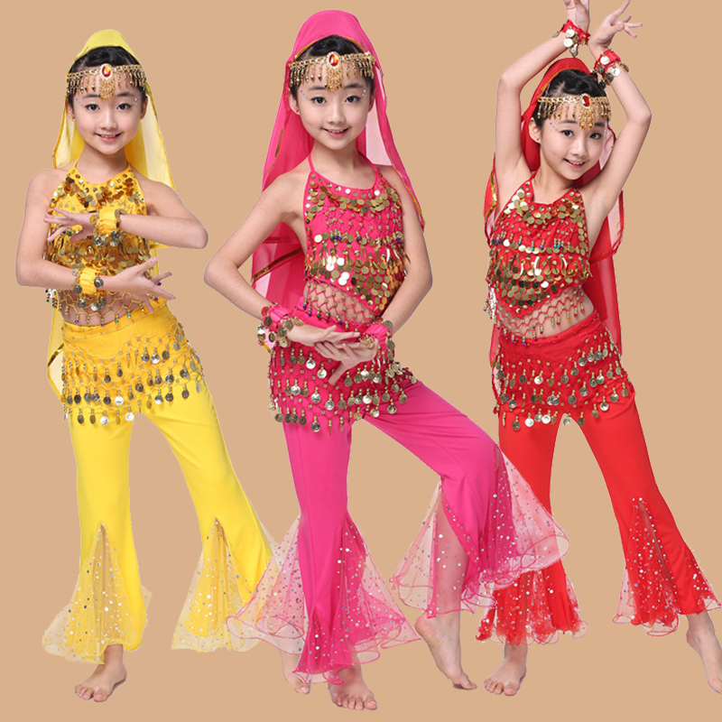 【肚兜喇叭裤】儿童印度舞演出服女童新疆表演服少儿肚皮舞服装