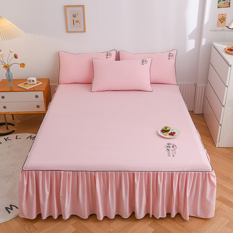 纯棉床裙式床罩单件全防尘保护套1.5米1.8床单床垫全棉床笠防滑