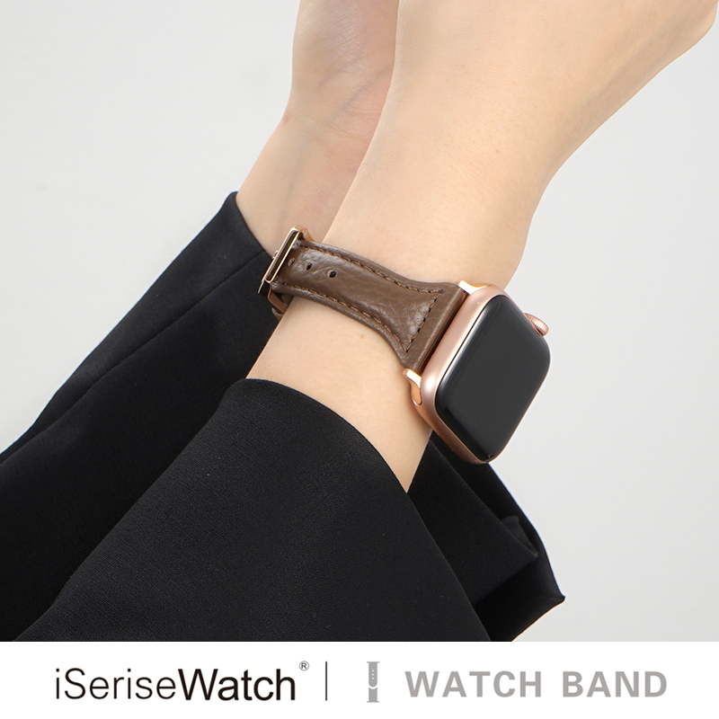 iserisewatch适用iwatchs8表带apple watchs9苹果手表s76皮质夏天创意高级粉色柔软小蛮腰小众45/41mm新款女