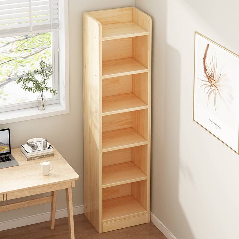 实木书柜自由组合落地书架置物架儿童陈列架家用客厅松木夹缝窄柜