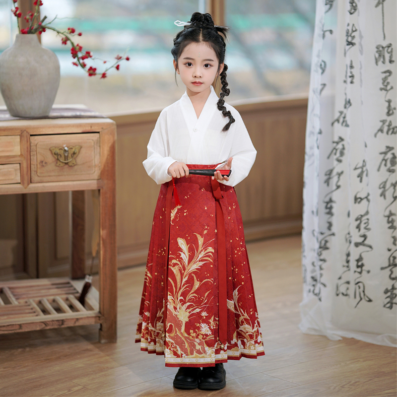 [锦仙瑶]儿童马面裙女童夏季新中式汉服中国风套装明制唐装古装女