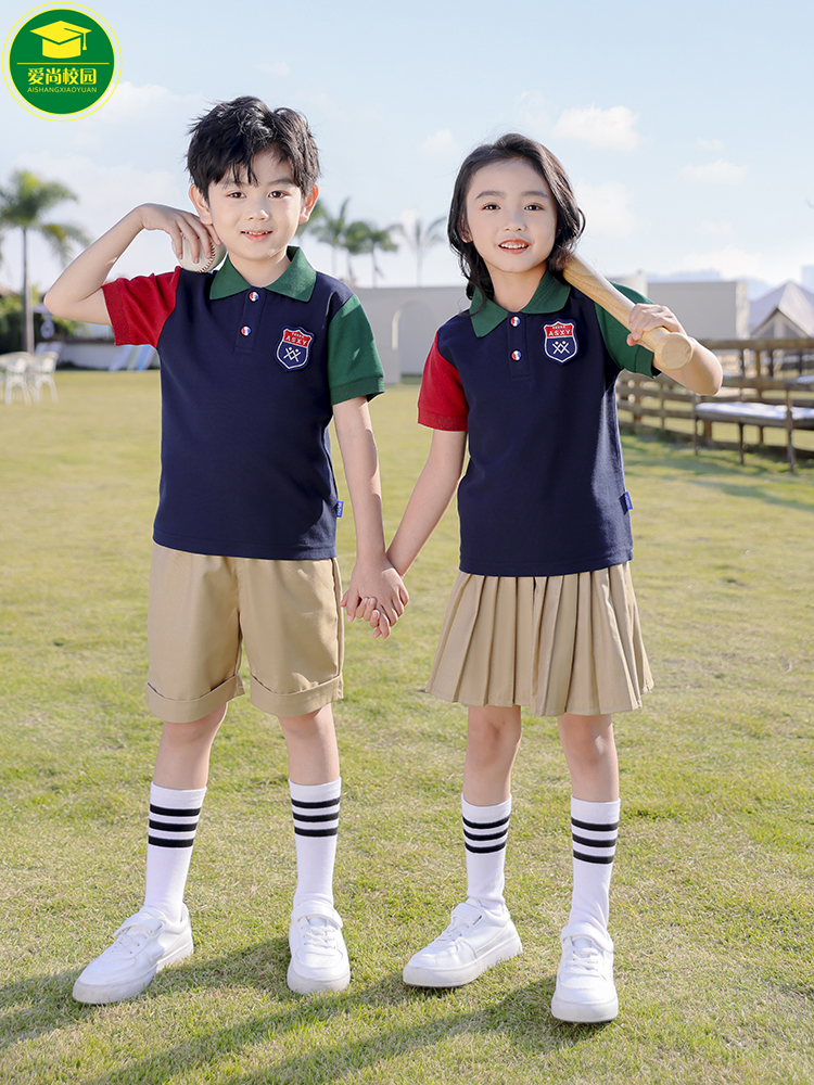 两件套英伦风班服儿童运动套装夏季短袖小学生校服幼儿园园服夏装