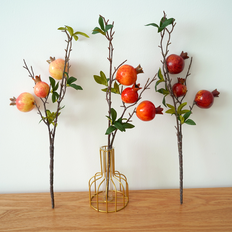仿真花石榴果苹果装饰摆件干花假花客厅插花餐桌装饰品如意插花束