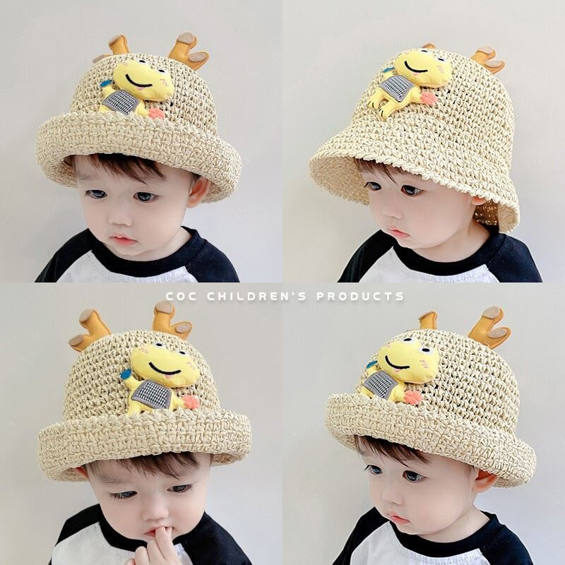 婴儿小凉帽宝宝帽子夏季薄款草帽儿童遮阳帽婴儿防晒帽男童女童渔