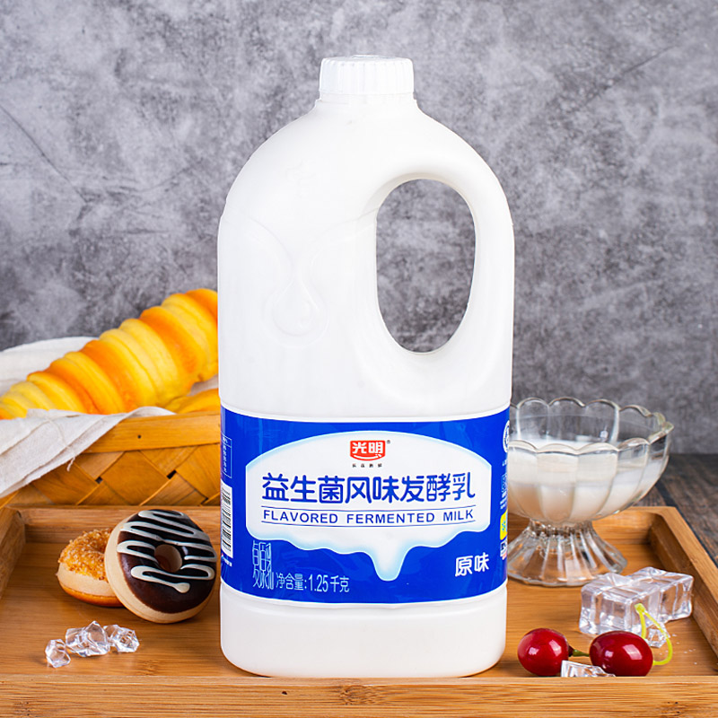 光明益生菌大桶酸奶1.25kg*2桶装新鲜益生菌风味发酵乳低温冷藏