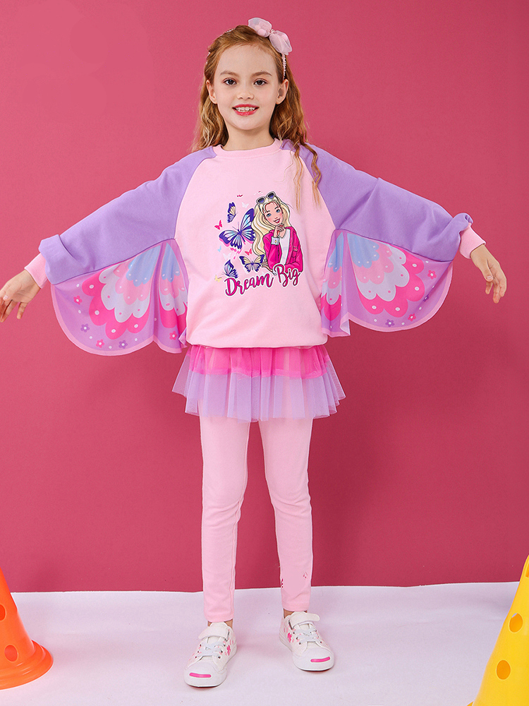 女童套装2024春秋装新款洋气时尚小女孩儿童卫衣翅膀运动服两件套