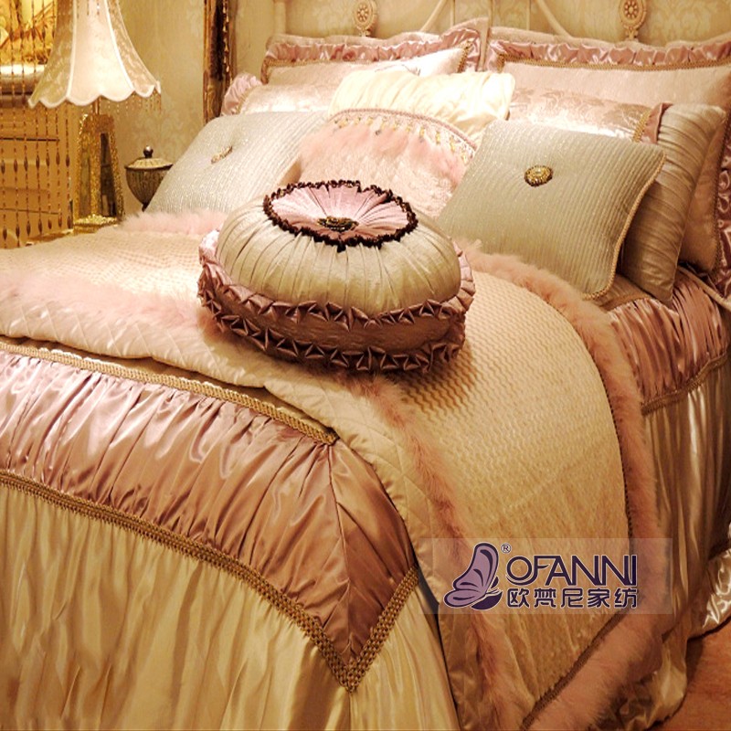 欧式婚庆床上用品套件奢华样板间新婚床品纯色四件套原创设计正版