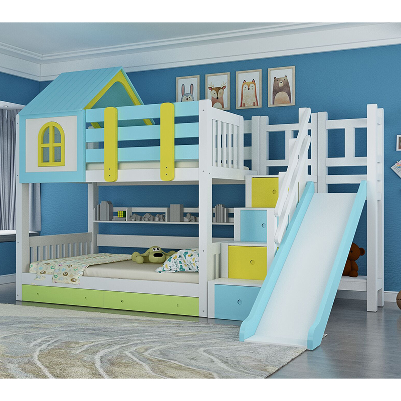 全实木子母床双层床滑梯床上下铺高低床组合双人儿童床两层上下床