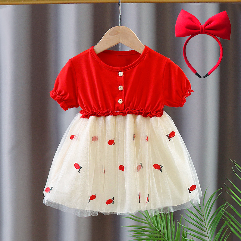女童裙子夏装女宝宝连衣裙婴儿一周岁礼服红色衣服女孩夏季公主裙