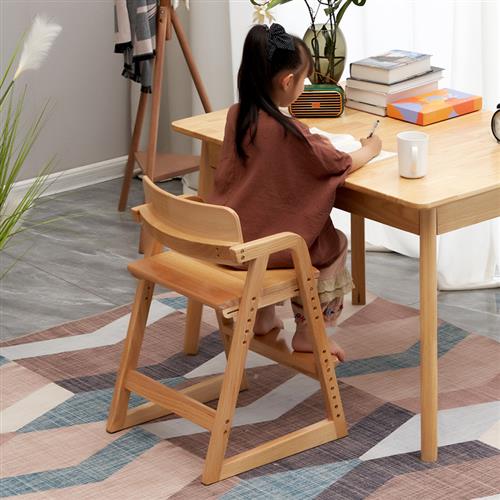 儿童学习椅家用实木可升降可调节写字书桌椅小学生实木椅宝宝餐椅