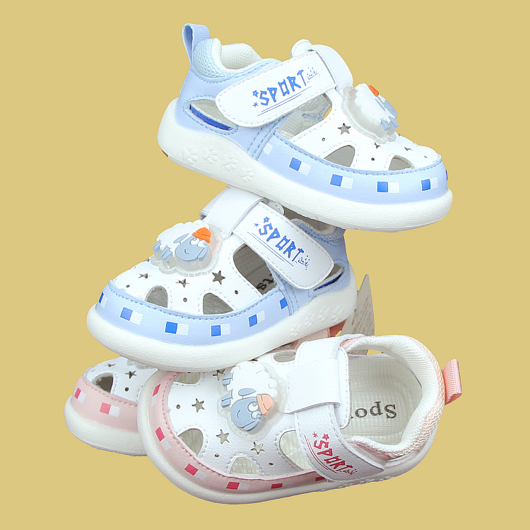 男女宝宝夏季亮灯镂空半凉鞋叫叫鞋1至2岁婴儿软底学步防滑机能鞋