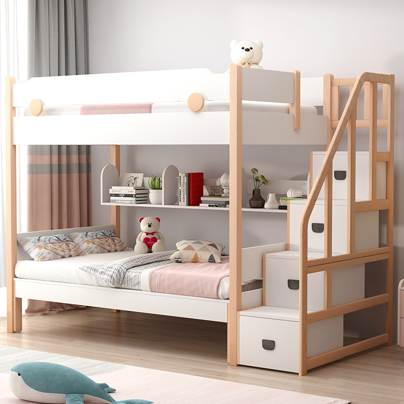 儿童床书桌床一体子母床上下铺木床双层床高低床两层小户型上下床