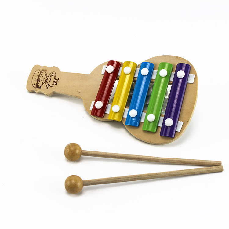 琵琶五音琴宝宝早教益智玩具乐器木制七彩手敲击打敲琴
