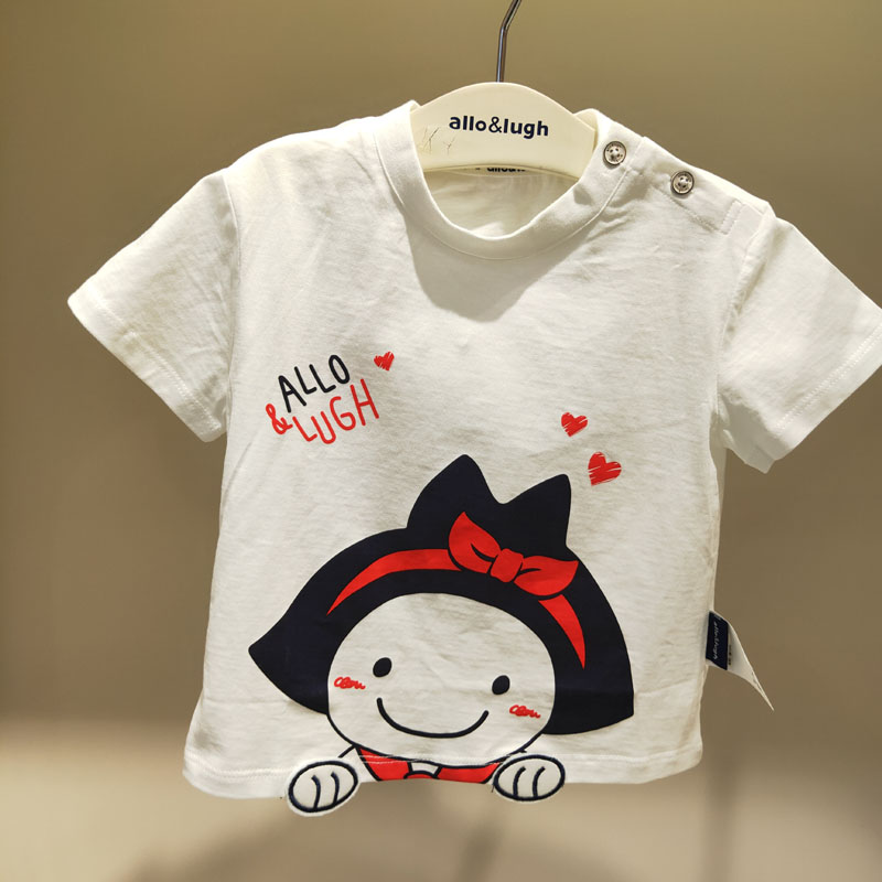 allolugh阿路和如童装23夏季女童短袖T恤韩版圆领儿童上衣专柜款