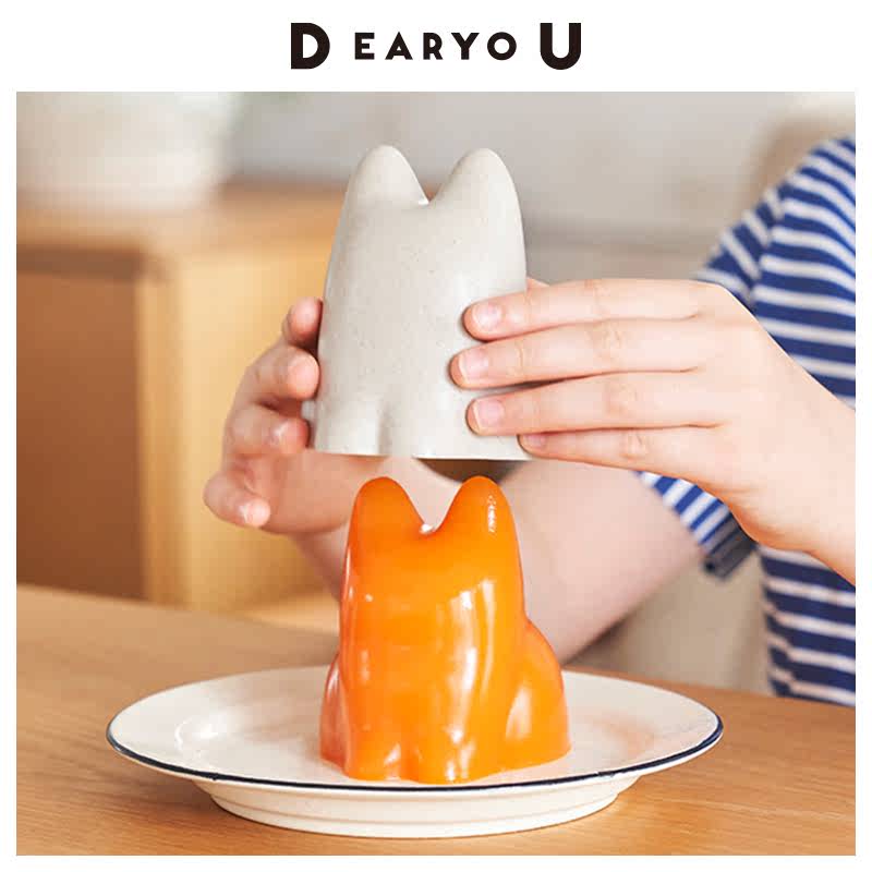 DEARYOU日本进口+d猫咪奶冻模具布丁动物饭团模具宝宝辅食磨具