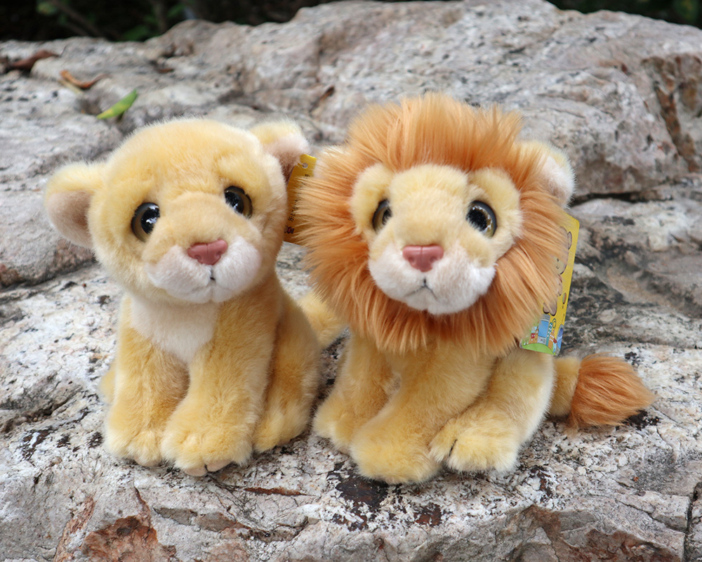 可爱仿真小狮子毛绒公仔 非洲动物雄狮玩偶娃娃 儿童早教道具玩具