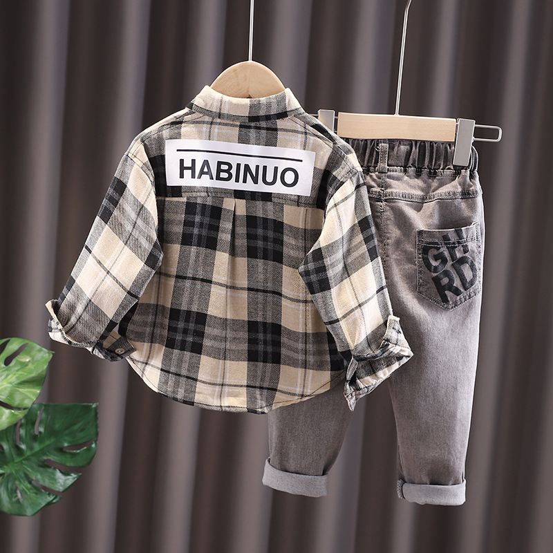 宝宝新款套装秋装0-1-3-4-5岁男童洋气衬衫长袖2儿童韩版两件套潮