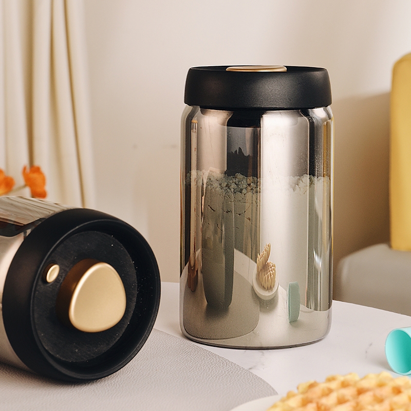 极速菸灰避光抽真空玻璃奶粉密封罐防潮盒大容量米粉储存桶可携式