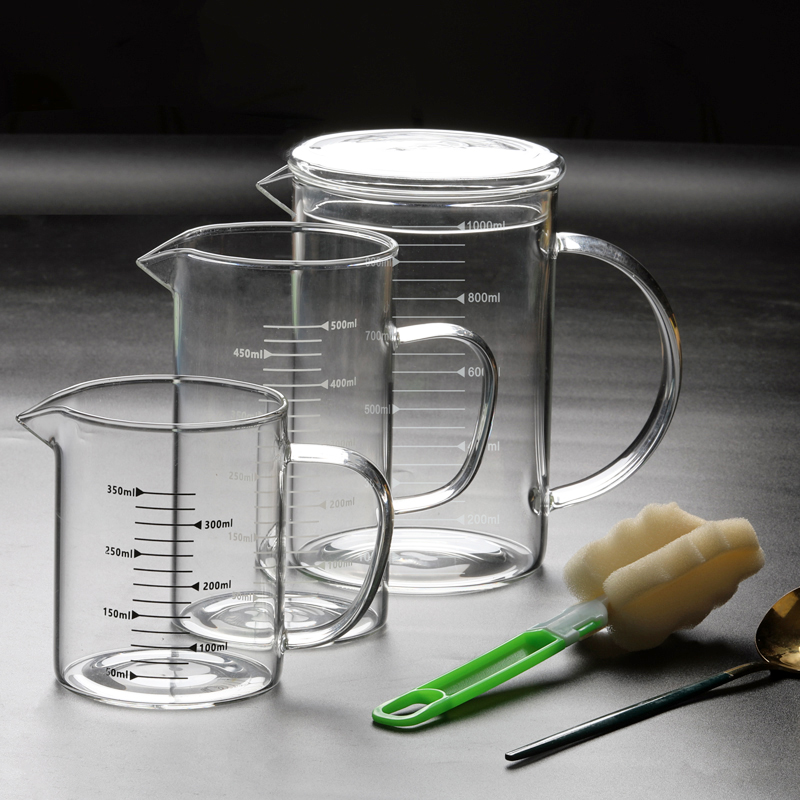 量杯带刻度家用微波耐热水杯玻璃儿童早餐杯子牛奶口杯毫升玻璃杯