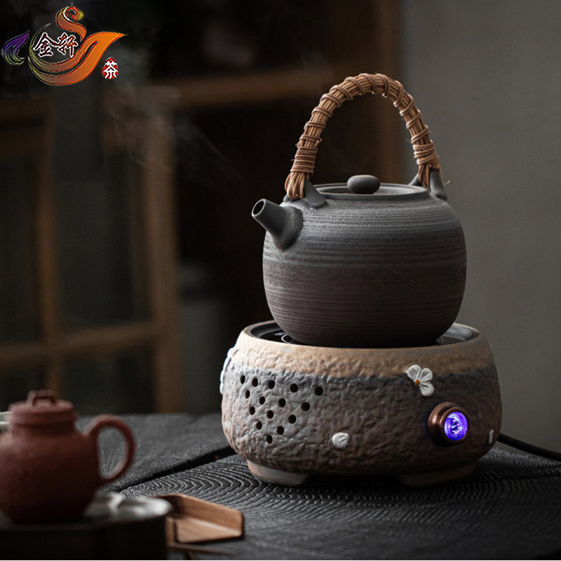日式古法煮茶器煮茶炉提梁茶壶泡茶复古粗陶全自动小型电陶炉套装