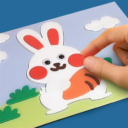 立体贴画儿童diy手工制作材料包3d卡通eva贴贴纸兔子男女孩可爱粘