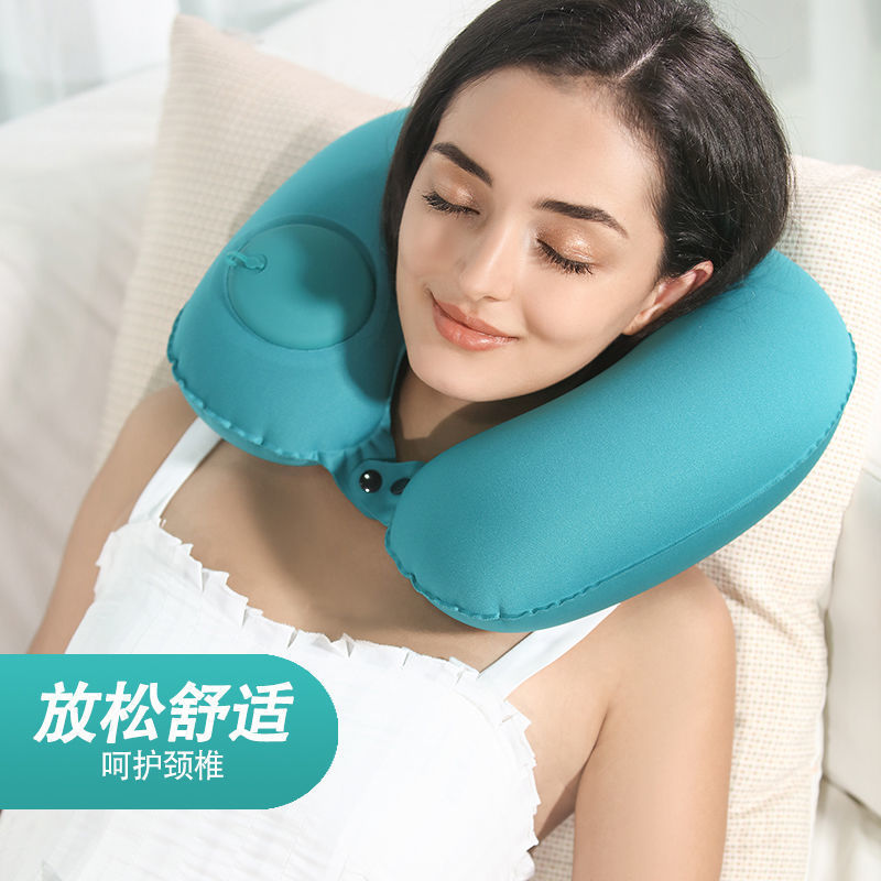 儿童枕头幼儿园充气旅行枕便携型枕坐车睡觉形脖子靠枕护颈枕