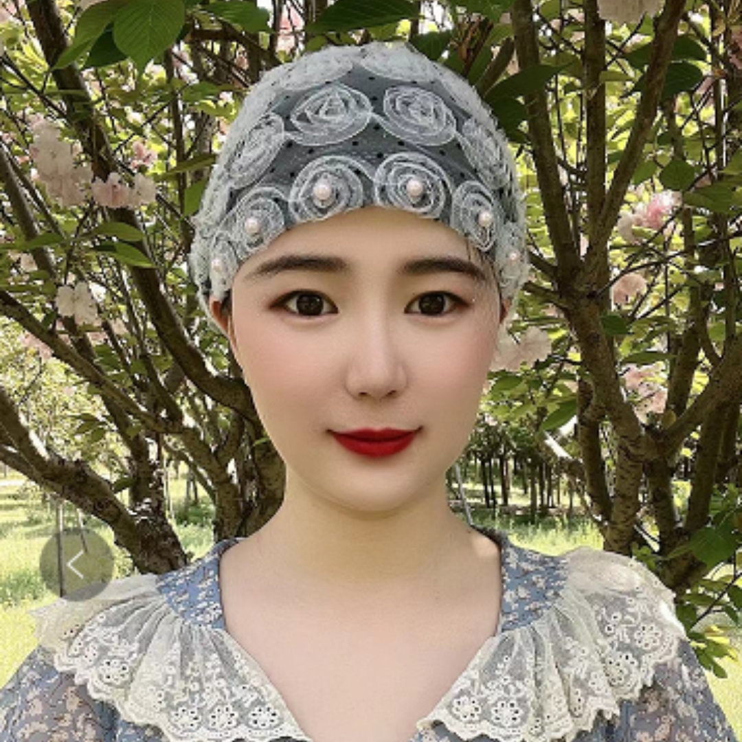 【原创】帽子女新款时尚夏季款防晒遮发帽玫瑰花朵发带帽包头帽子