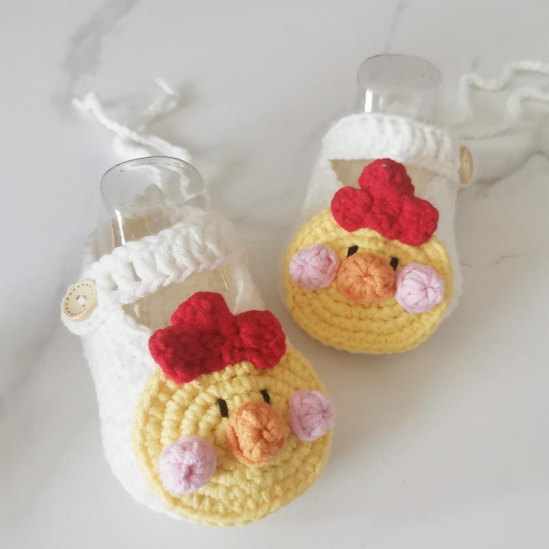 婴儿鞋子手工编织0-3个月成品新生儿礼品系带毛线秋季男宝宝女童