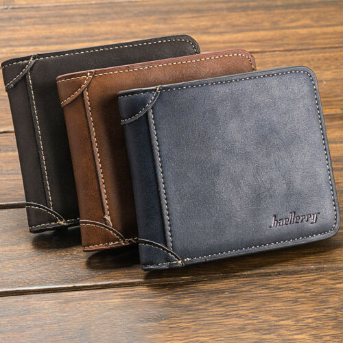 Mens Casual Wallets Leather Short Foldable Wallet Purse