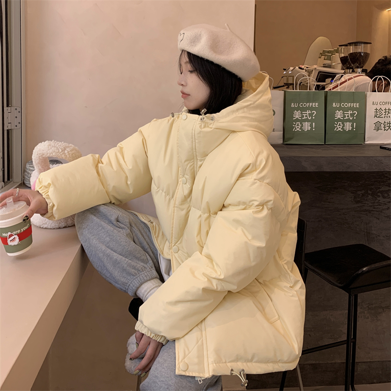 2023冬季新款韩版治愈系连帽加厚棉服外套女学生棉衣面包服潮