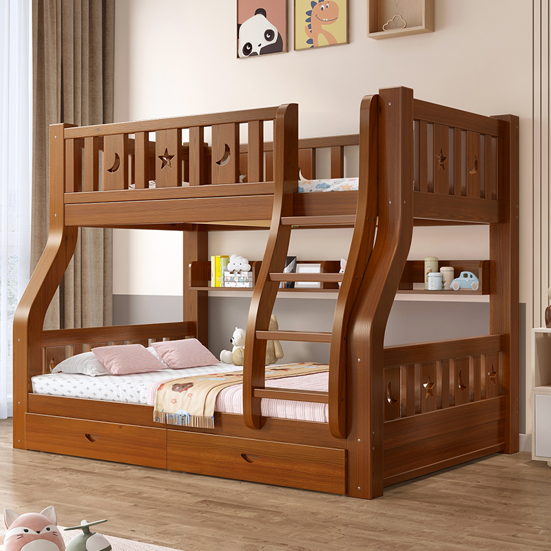 上下床双层次上下铺木床子母床实木高低床儿童床成人姐弟床多功能