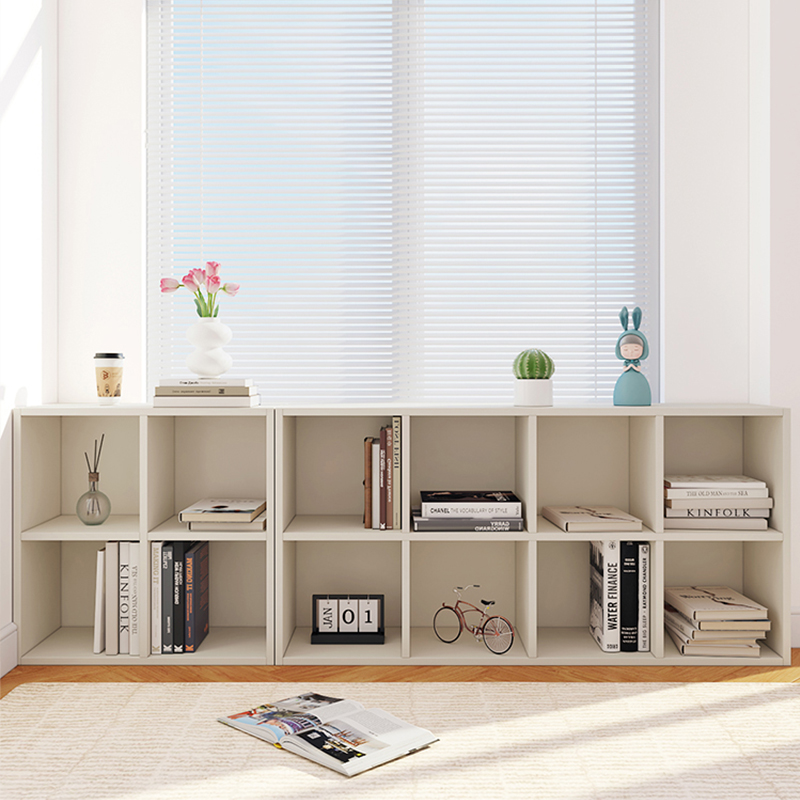 家用白色简约儿童落地小矮书柜客厅靠墙八格子收纳储置物木架子