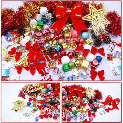 圣诞节装饰品多多包圣诞树套餐装扮场景布置彩绘球挂饰挂件大礼包