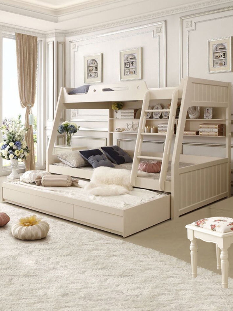 双层床小户型组合床高低床儿童白色上下床上下铺拖床子母床