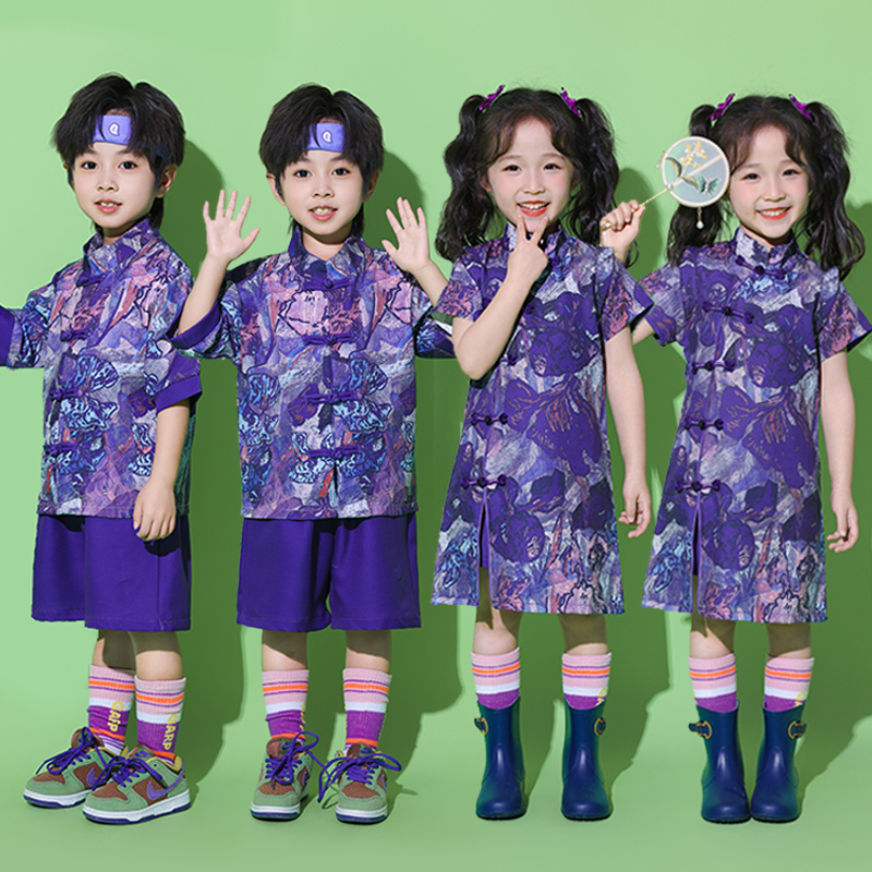六一儿童演出服国风女童旗袍班服小学生合唱服新中式唐装男童汉服
