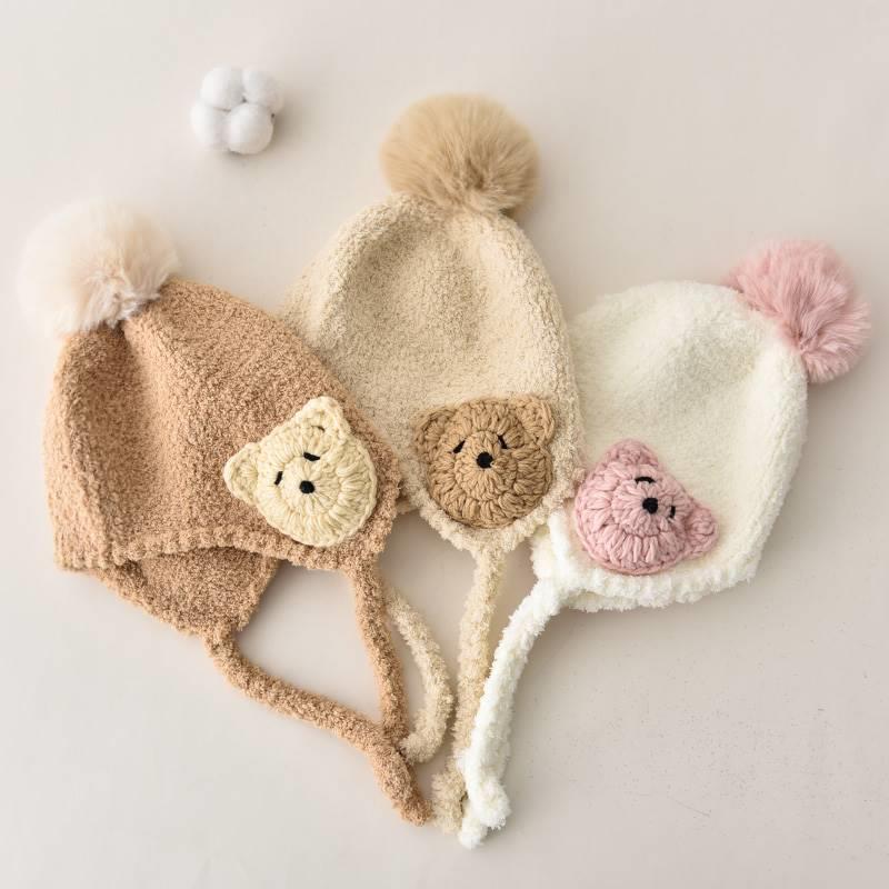 宝宝帽子秋冬款婴儿冬季保暖可爱超萌毛绒帽男童女童护耳套头帽