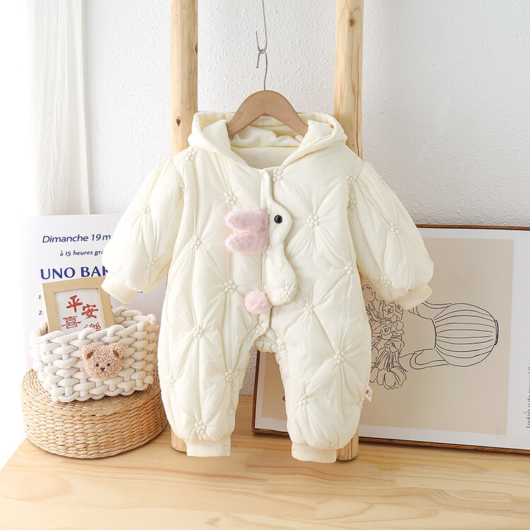 定制婴儿秋冬装连体衣棉服冬季新生儿女宝宝薄棉套装棉衣外出服抱