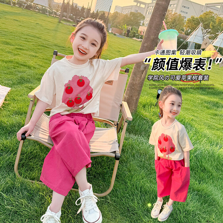 女童夏装套装2024款洋气儿童夏季韩版休闲两件套小女孩夏款棉套装