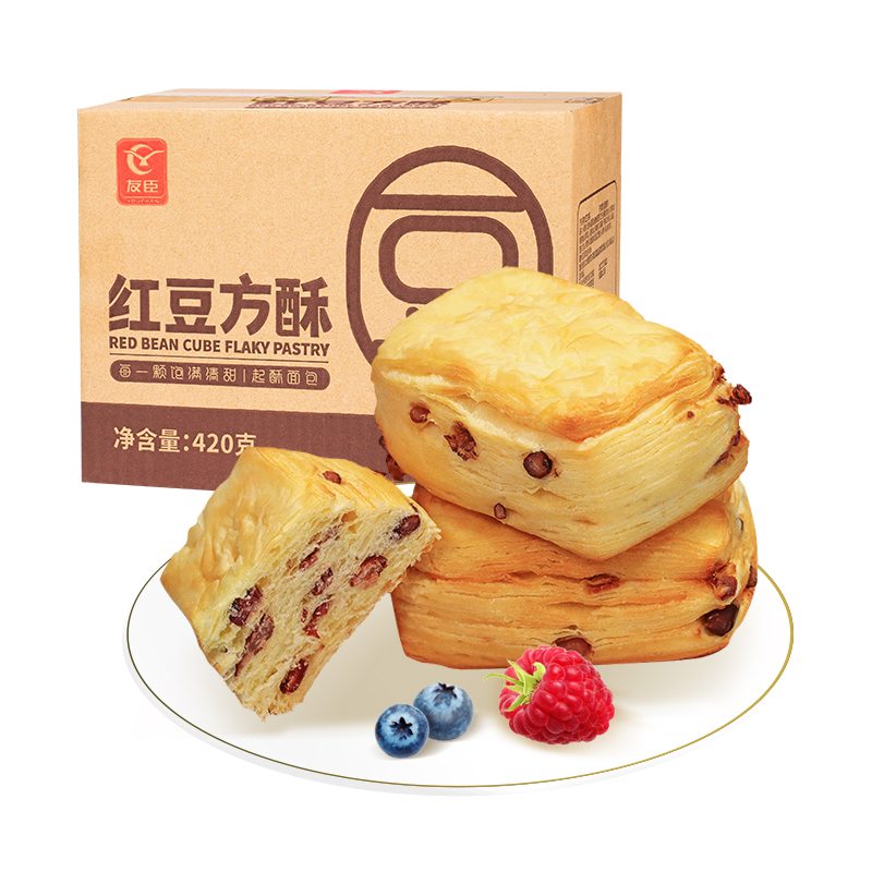 友臣红豆方酥手撕面包420g早餐整箱蛋糕点心代餐儿童休闲零食