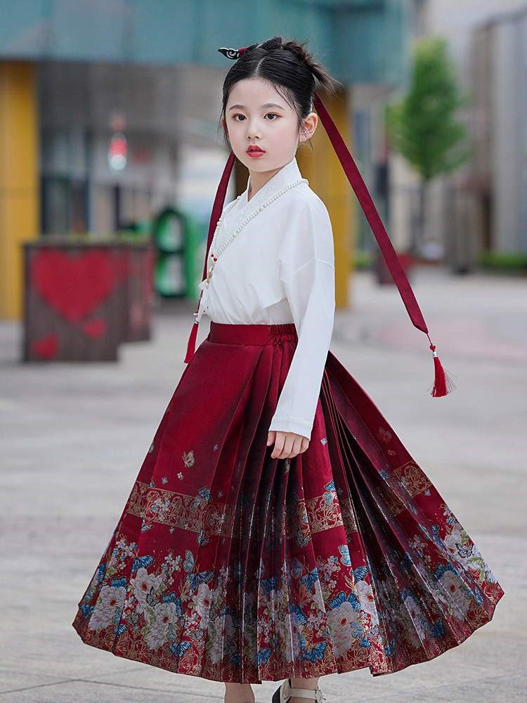 马面裙女童2023新款亲子装唐装汉服中国风儿童古装秋装套装连衣裙