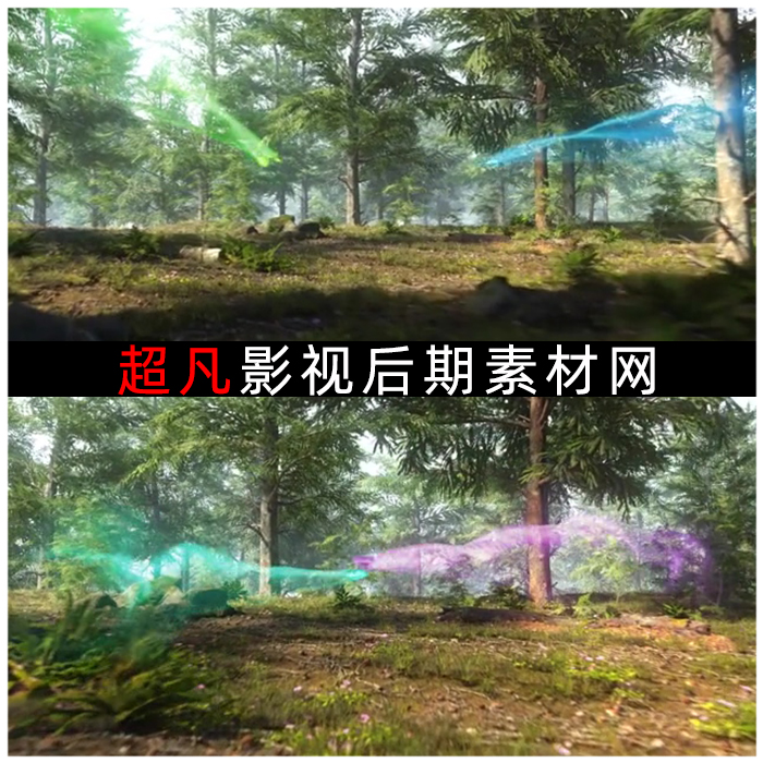 魔幻森林蝴蝶飞舞魔法粒子效果logo演绎绿色环保片头动画AE模板
