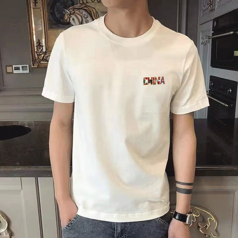 新中式纯棉短袖t恤男夏季纯色白t恤衫国风潮牌青少年圆领内搭半袖