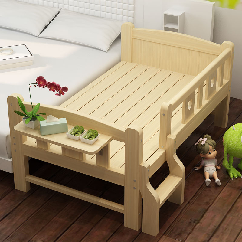 实木儿童床无漆拼接多功能婴儿床单人床加宽床边床带护栏床定制床