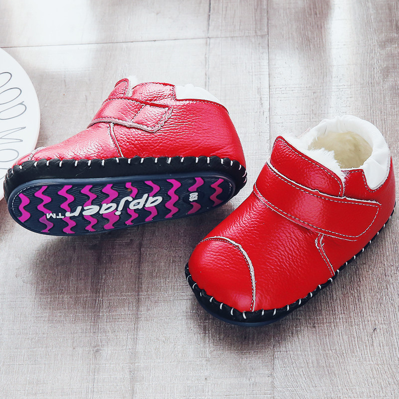 宝宝棉鞋冬季真皮软底0-1一2岁婴儿鞋周岁生日加绒加厚保暖学步鞋