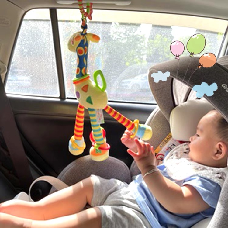 长颈鹿安全座椅车挂床摇铃可咬婴儿安抚玩具宝宝推车挂件0-1岁