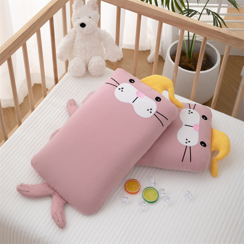 枕芯全棉纯棉纱洗卡通婴幼儿童枕头0-6-12岁专用枕套羽丝绒枕芯