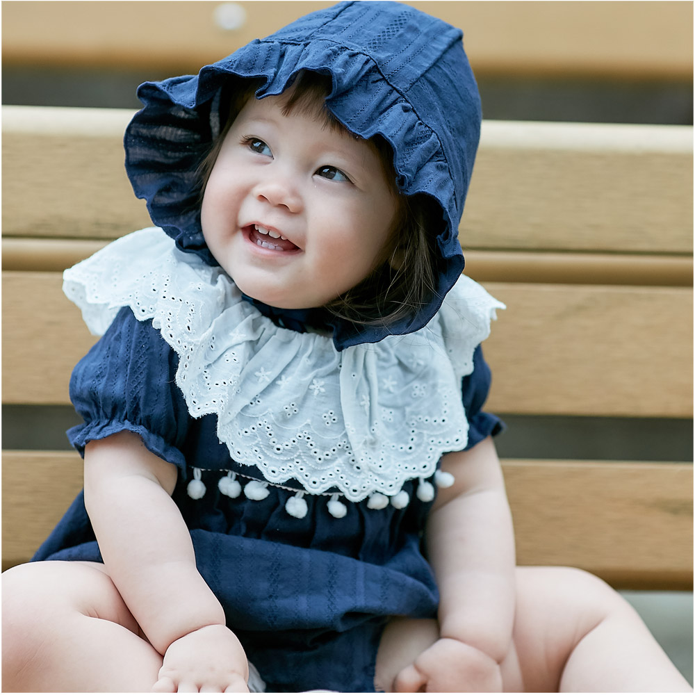 Augelute女宝宝气质荷叶领 短袖包屁衣+帽子套装婴幼儿衣服80085