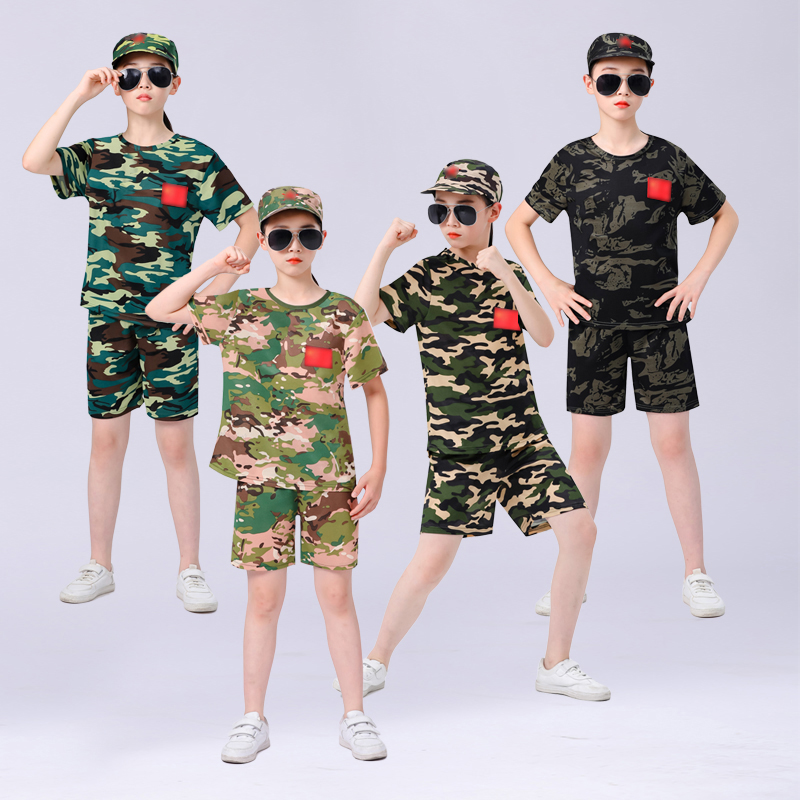 促销儿童高端迷彩套装小学生体能训练服六一表演服装装备高中生军