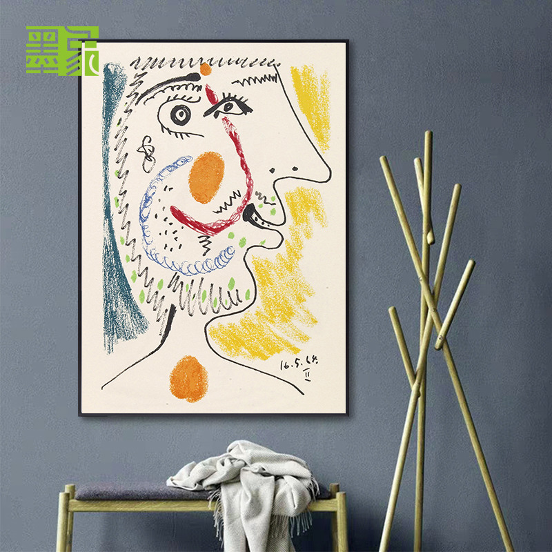 墨象大师 毕卡索挂画抽象派主义人物装饰画艺术肖像壁画饭厅墙画